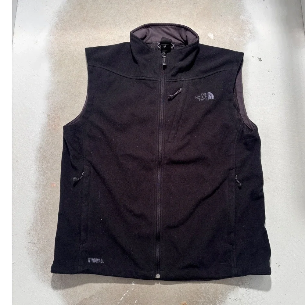 The North Face WindWall Fleece Vest Mens Large Black Full Zip Sleeveless Jacket